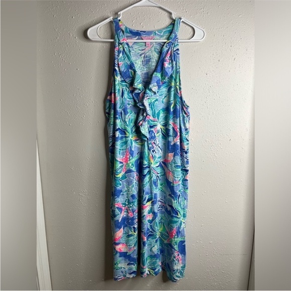 Lilly Pulitzer Shay Ruffle Tank Top Summer Dress L - Picture 2 of 5
